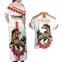 Personalized Kentucky Horse Race 151st Anniversary Couples Matching Off Shoulder Maxi Dress and Hawaiian Shirt Race For The Roses Since 1875 LT9