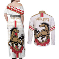 Personalized Kentucky Horse Race 151st Anniversary Couples Matching Off Shoulder Maxi Dress and Long Sleeve Button Shirt Race For The Roses Since 1875 LT9