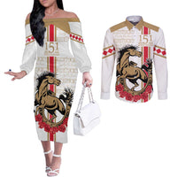 Personalized Kentucky Horse Race 151st Anniversary Couples Matching Off The Shoulder Long Sleeve Dress and Long Sleeve Button Shirt Race For The Roses Since 1875 LT9