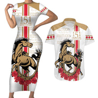 Personalized Kentucky Horse Race 151st Anniversary Couples Matching Short Sleeve Bodycon Dress and Hawaiian Shirt Race For The Roses Since 1875 LT9