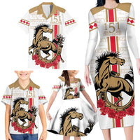 Personalized Kentucky Horse Race 151st Anniversary Family Matching Long Sleeve Bodycon Dress and Hawaiian Shirt Race For The Roses Since 1875 LT9