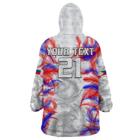 (Custom Text And Number) 2023 Philippines Anzkals Football Wearable Blanket Hoodie Pilipinas Be Unique - Wonder Print Shop