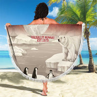 Greenland Flag Vintage Beach Blanket Greenlander Flag With Polar Bear