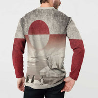 Greenland Flag Vintage Button Sweatshirt Greenlander Flag With Polar Bear