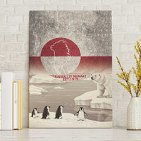 Greenland Flag Vintage Canvas Wall Art Greenlander Flag With Polar Bear