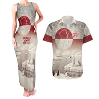 Greenland Flag Vintage Couples Matching Tank Maxi Dress and Hawaiian Shirt Greenlander Flag With Polar Bear