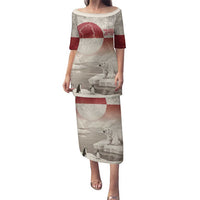 Greenland Flag Vintage Family Matching Puletasi and Hawaiian Shirt Greenlander Flag With Polar Bear