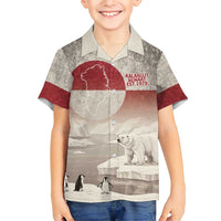 Greenland Flag Vintage Family Matching Short Sleeve Bodycon Dress and Hawaiian Shirt Greenlander Flag With Polar Bear