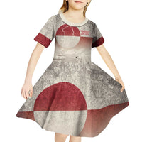 Greenland Flag Vintage Kid Short Sleeve Dress Greenlander Flag With Polar Bear