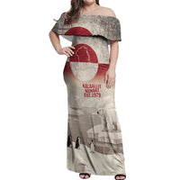Greenland Flag Vintage Off Shoulder Maxi Dress Greenlander Flag With Polar Bear