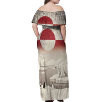 Greenland Flag Vintage Off Shoulder Maxi Dress Greenlander Flag With Polar Bear