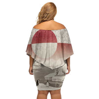 Greenland Flag Vintage Off Shoulder Short Dress Greenlander Flag With Polar Bear