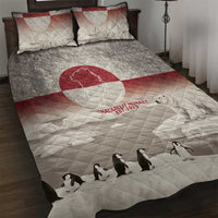 Greenland Flag Vintage Quilt Bed Set Greenlander Flag With Polar Bear