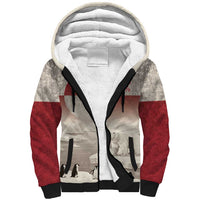 Greenland Flag Vintage Sherpa Hoodie Greenlander Flag With Polar Bear