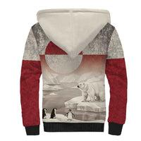 Greenland Flag Vintage Sherpa Hoodie Greenlander Flag With Polar Bear