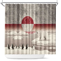 Greenland Flag Vintage Shower Curtain Greenlander Flag With Polar Bear