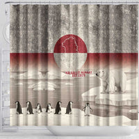 Greenland Flag Vintage Shower Curtain Greenlander Flag With Polar Bear