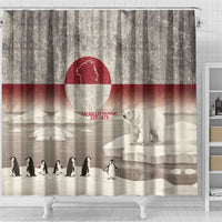 Greenland Flag Vintage Shower Curtain Greenlander Flag With Polar Bear