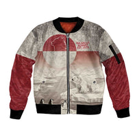 Greenland Flag Vintage Sleeve Zip Bomber Jacket Greenlander Flag With Polar Bear