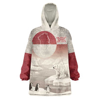 Greenland Flag Vintage Wearable Blanket Hoodie Greenlander Flag With Polar Bear