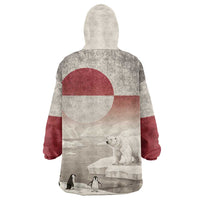 Greenland Flag Vintage Wearable Blanket Hoodie Greenlander Flag With Polar Bear