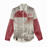 Greenland Flag Vintage Women Casual Shirt Greenlander Flag With Polar Bear