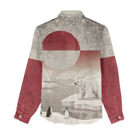 Greenland Flag Vintage Women Casual Shirt Greenlander Flag With Polar Bear