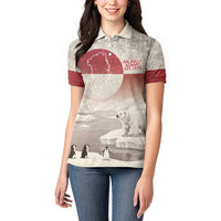 Greenland Flag Vintage Women Polo Shirt Greenlander Flag With Polar Bear