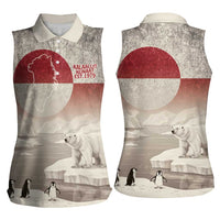 Greenland Flag Vintage Women Sleeveless Polo Shirt Greenlander Flag With Polar Bear