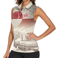 Greenland Flag Vintage Women Sleeveless Polo Shirt Greenlander Flag With Polar Bear