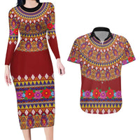 Greenland Costume Couples Matching Long Sleeve Bodycon Dress and Hawaiian Shirt Tradional Kalaallisuut Pattern