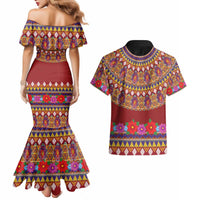 Greenland Costume Couples Matching Mermaid Dress and Hawaiian Shirt Tradional Kalaallisuut Pattern