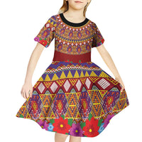 Greenland Costume Kid Short Sleeve Dress Tradional Kalaallisuut Pattern