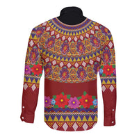 Greenland Costume Long Sleeve Button Shirt Tradional Kalaallisuut Pattern