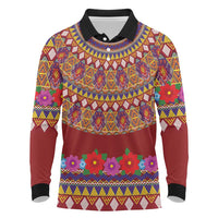 Greenland Costume Long Sleeve Polo Shirt Tradional Kalaallisuut Pattern