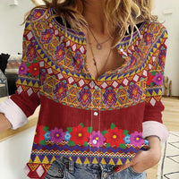 Greenland Costume Women Casual Shirt Tradional Kalaallisuut Pattern