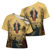Assumption Virgin Mary to Heaven Cross Shoulder Shirt Falling Asleep of the Mother of God - Wonder Print Shop