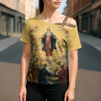 Assumption Virgin Mary to Heaven Cross Shoulder Shirt Falling Asleep of the Mother of God - Wonder Print Shop