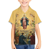 Assumption Virgin Mary to Heaven Family Matching Off Shoulder Short Dress and Hawaiian Shirt Falling Asleep of the Mother of God - Wonder Print Shop