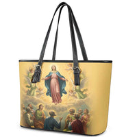 Assumption Virgin Mary to Heaven Leather Tote Bag Falling Asleep of the Mother of God - Wonder Print Shop