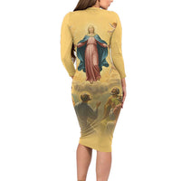 Assumption Virgin Mary to Heaven Long Sleeve Bodycon Dress Falling Asleep of the Mother of God - Wonder Print Shop
