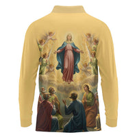 Assumption Virgin Mary to Heaven Long Sleeve Polo Shirt Falling Asleep of the Mother of God - Wonder Print Shop