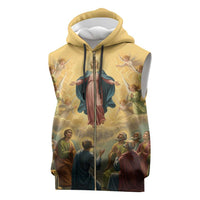 Assumption Virgin Mary to Heaven Sleeveless Zip Hoodie Falling Asleep of the Mother of God - Wonder Print Shop