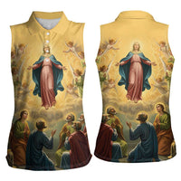Assumption Virgin Mary to Heaven Women Sleeveless Polo Shirt Falling Asleep of the Mother of God - Wonder Print Shop