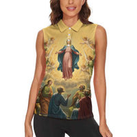 Assumption Virgin Mary to Heaven Women Sleeveless Polo Shirt Falling Asleep of the Mother of God - Wonder Print Shop