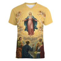 Assumption Virgin Mary to Heaven Women V-Neck T-Shirt Falling Asleep of the Mother of God - Wonder Print Shop