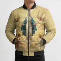 Blessed Virgin Mary Bomber Puffer Jacket Falling Asleep of the Mother of God - Wonder Print Shop