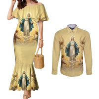 Blessed Virgin Mary Couples Matching Mermaid Dress and Long Sleeve Button Shirt Falling Asleep of the Mother of God - Wonder Print Shop