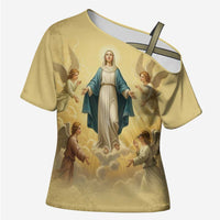 Blessed Virgin Mary Cross Shoulder Shirt Falling Asleep of the Mother of God - Wonder Print Shop
