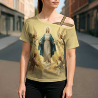 Blessed Virgin Mary Cross Shoulder Shirt Falling Asleep of the Mother of God - Wonder Print Shop